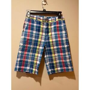Children's Place Size 10 Adjustable 100% Cotton Plaid Shorts Preppy Pockets